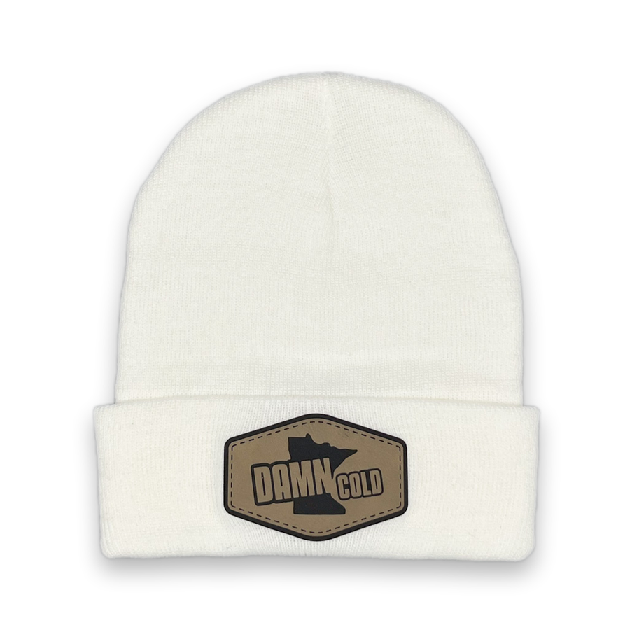 Damn Cold White Cuffed Beanie