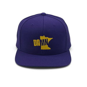 DAMN Purple/Gold Snapback Flat Brim Style Hat
